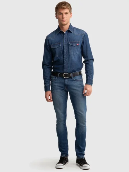 Men's navy blue denim shirt Chuck 577
