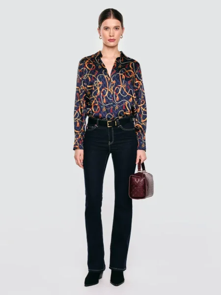 Women's navy blue printed shirt Dorta 403