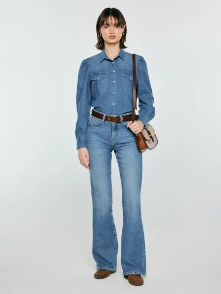 Women's blue denim shirt with puff sleeves Indiana 164