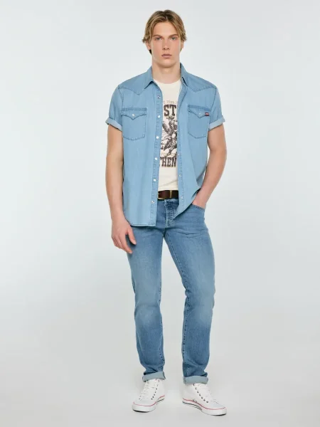 Men's Denim Shirt from the Authentic Blue Short Sleeve Western 267 line