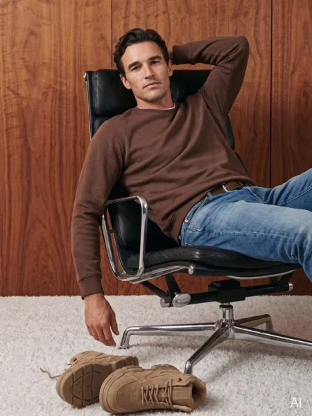 Men's navy blue Bremen 403 structured knit sweatshirt